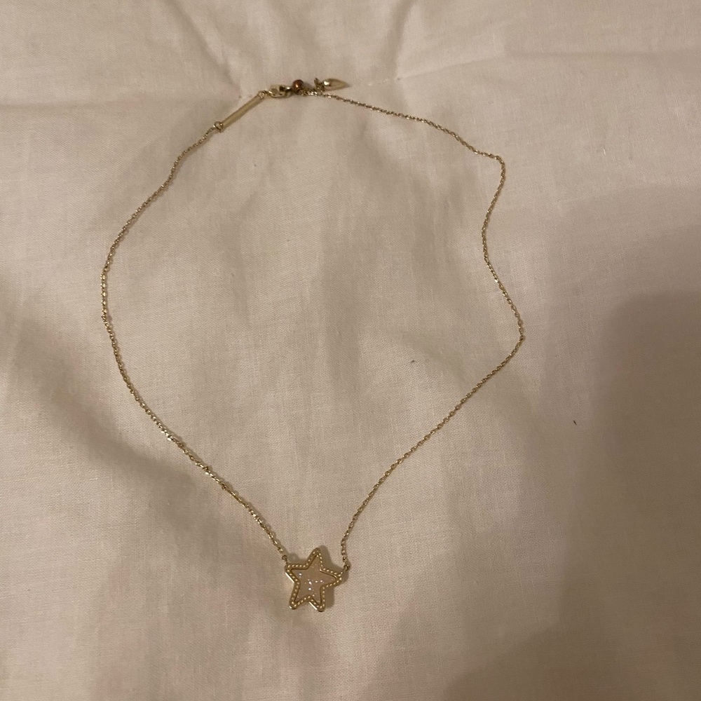 kendra scott jae star gold pendant necklace in iridescant drusy 17”-20”